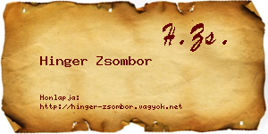Hinger Zsombor névjegykártya